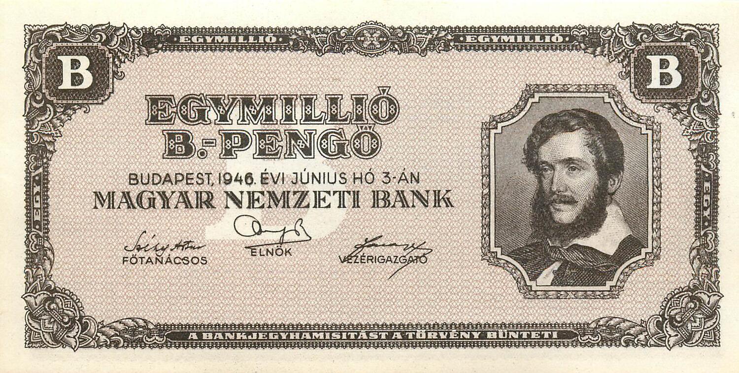 HUNGARY 10,000 10000 P-126 1946 MIL PENGO WOMAN Hungarian MONEY BILL BANK NOTE 