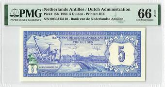 Netherlands Antilles 5 Gulden 1984 P-15b Unc 