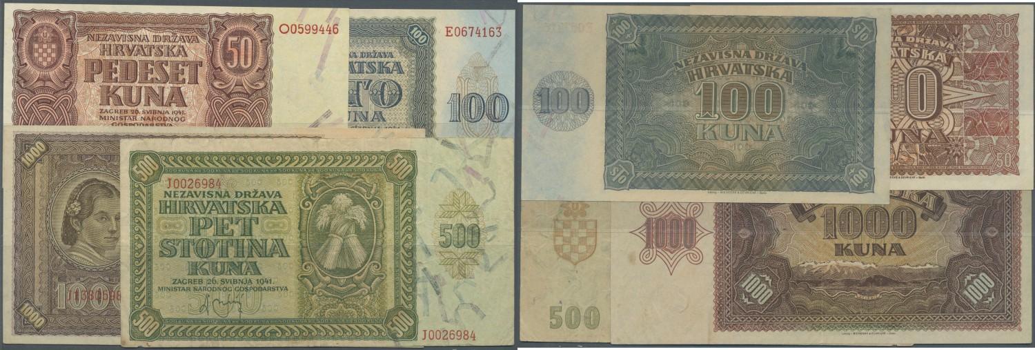 CROATIA 1,000 1000 KUNA 1941 P 4 AUNC ABOUT UNC 