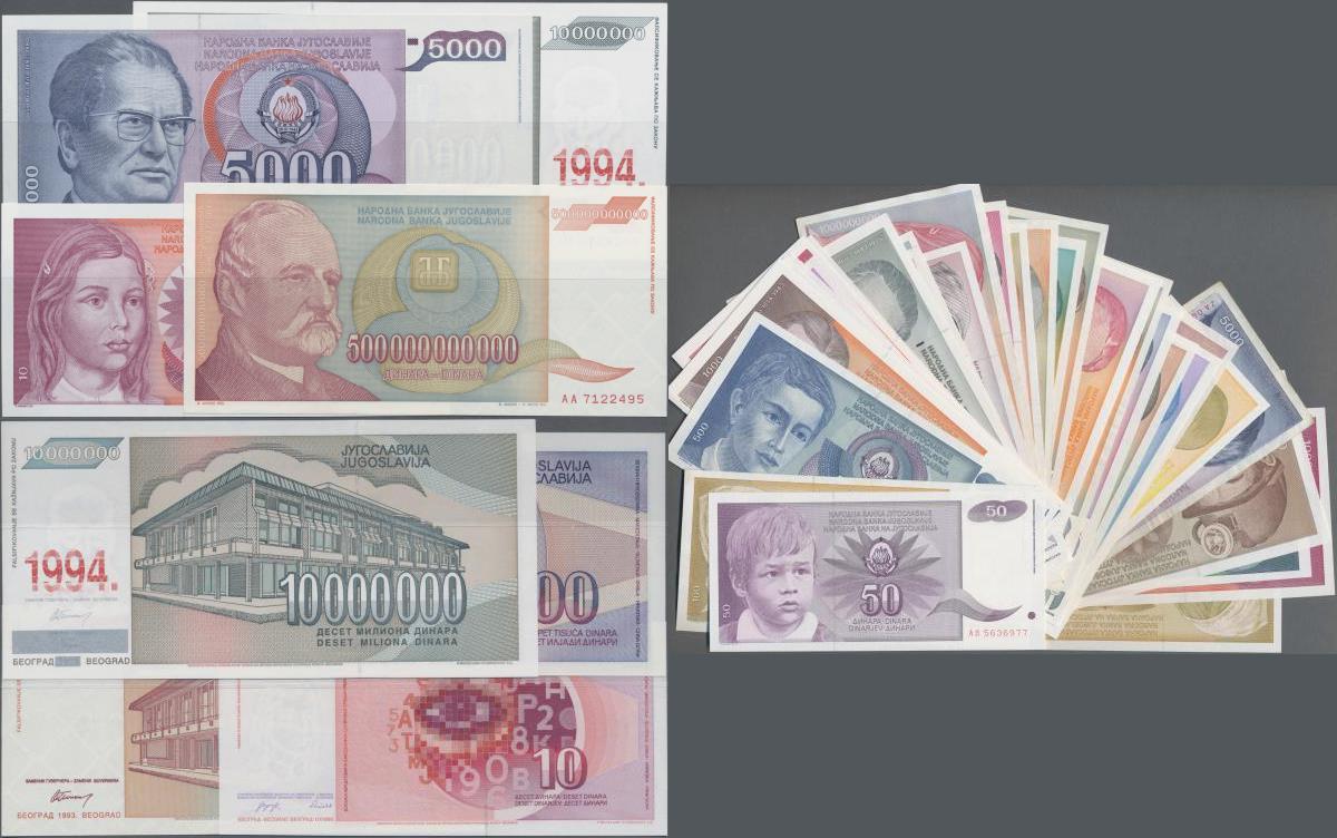 YUGOSLAVIA 1000 1,000 DINARA 1994 P 140 AUNC LOT 5 PCS