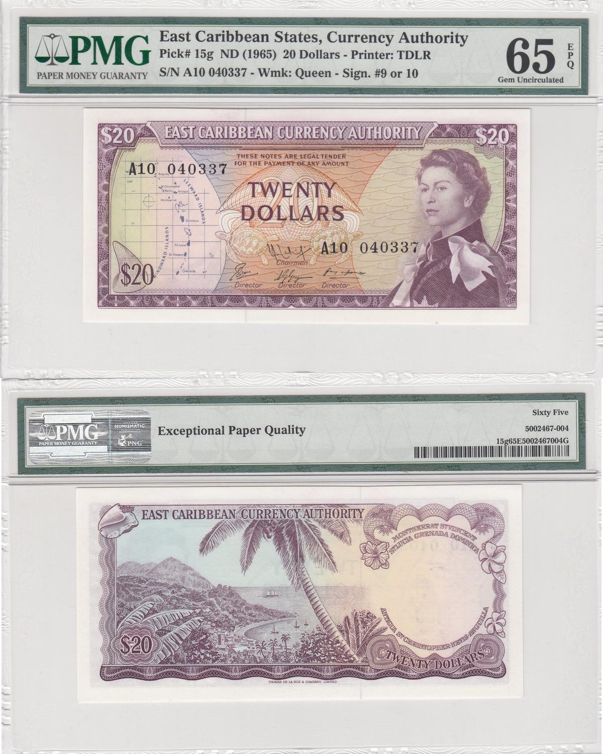 Eastern Caribbean St Nevis 5 Dollars 1965 UNC Pick 14h Banknotes of all Nations