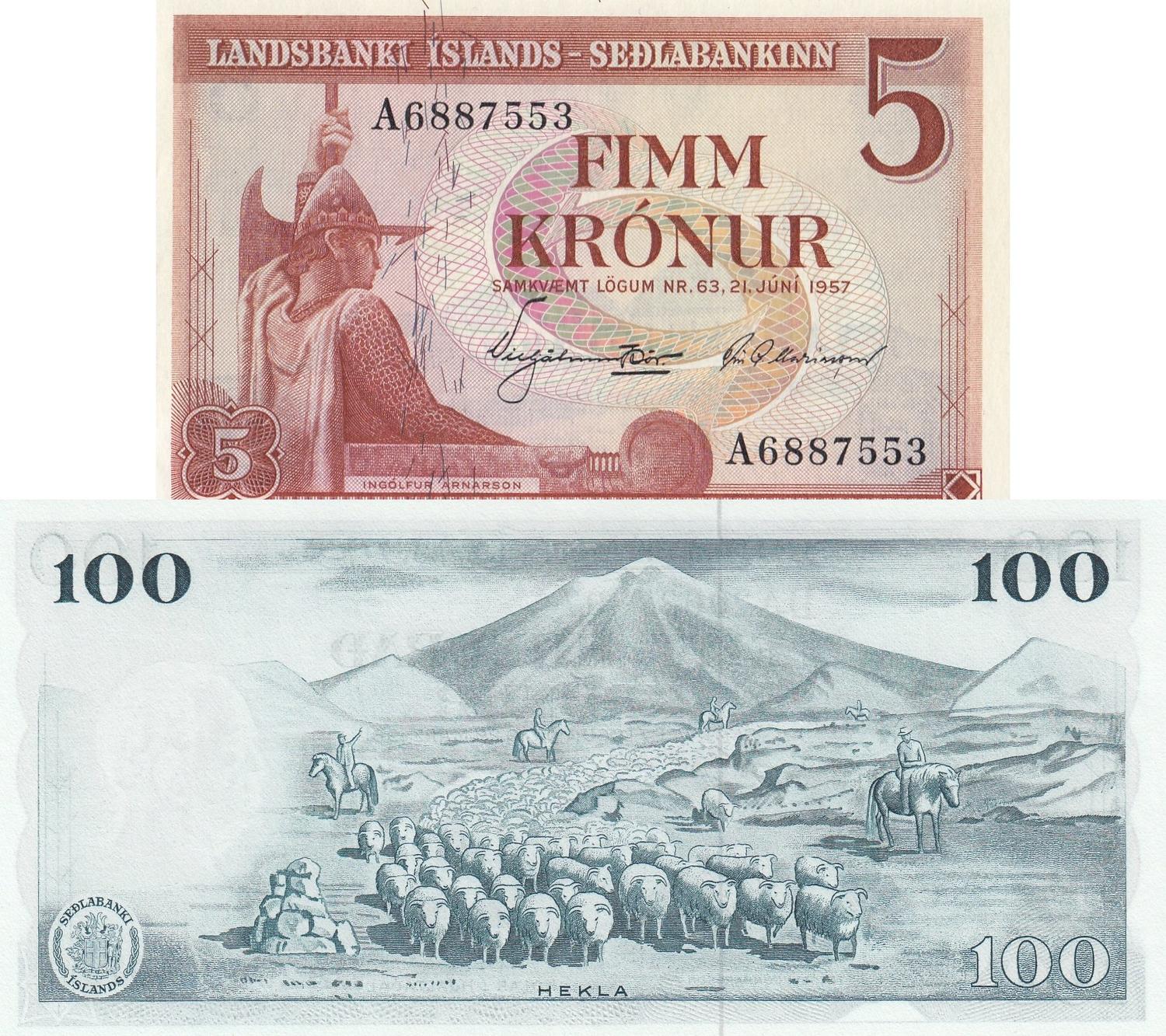 ICELAND 100 KRONUR 1957 P 40 UNC