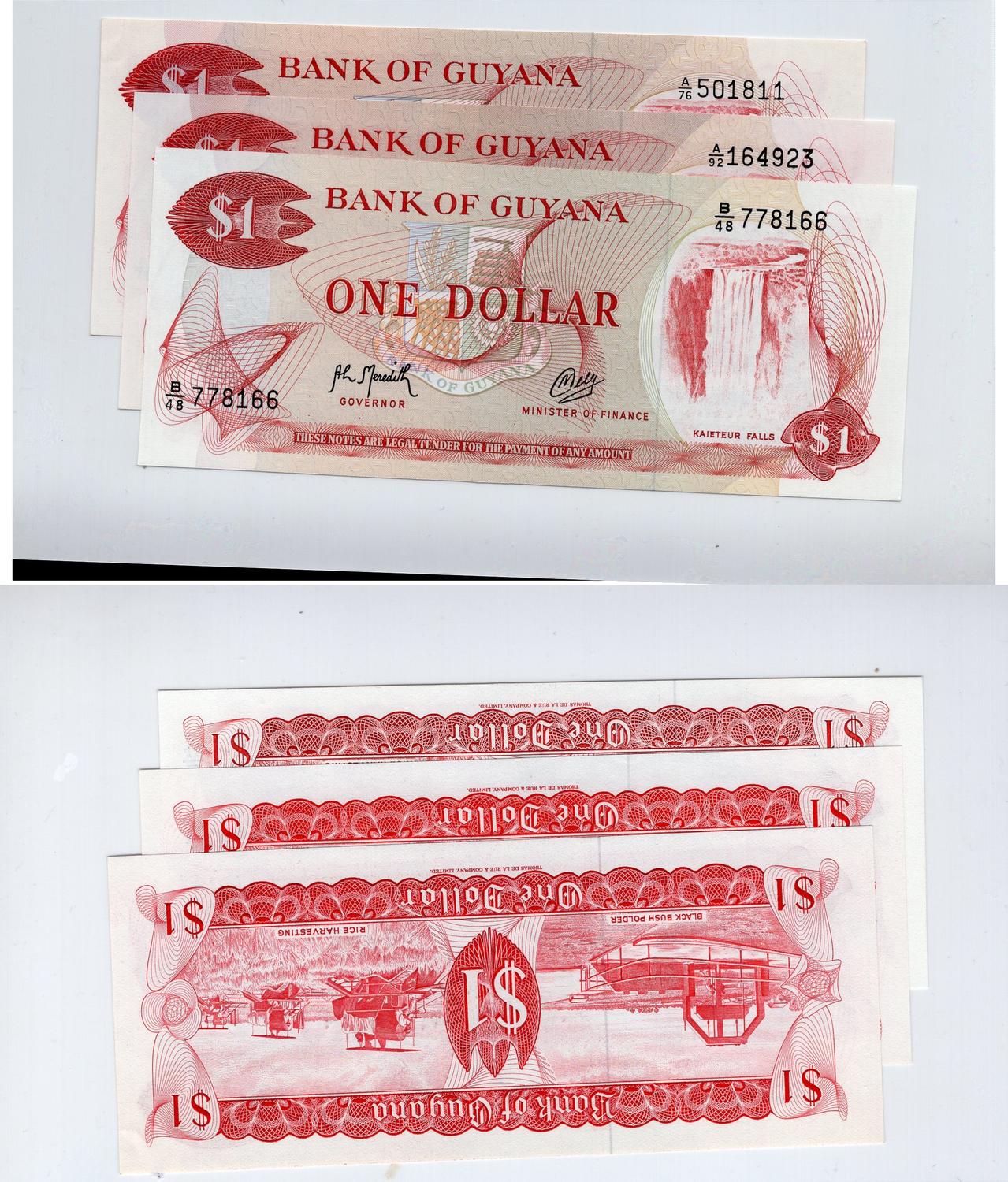 GUYANA 1 DOLLARS 1966-1992 YEAR P 21g 2 UNC 