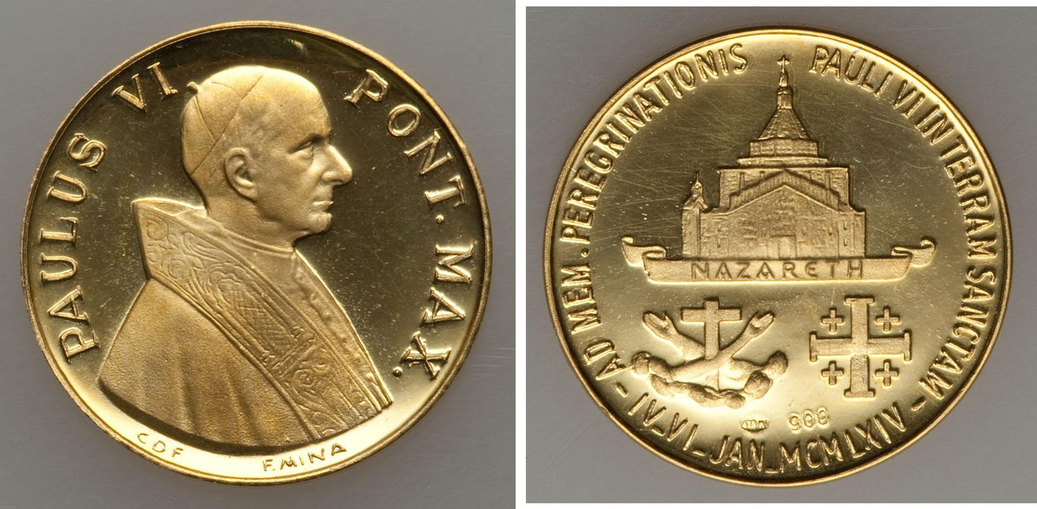 Pope Paul VI Bronze Medal 43 mm  Matte UNC Italy-Vatican City ND 1960'S 