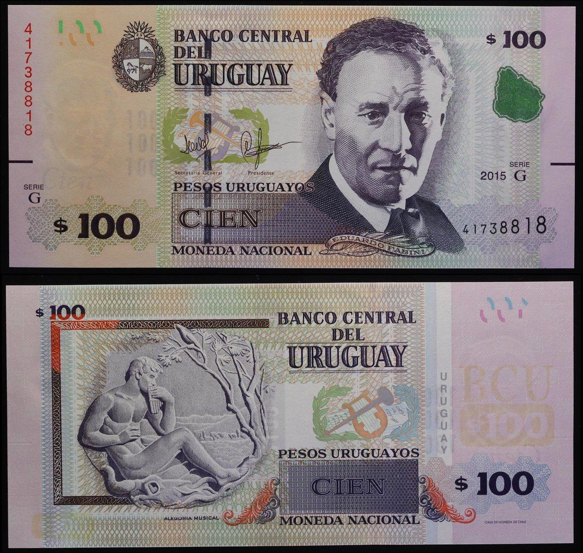 UNC Uruguay P 95-100 Pesos 2015