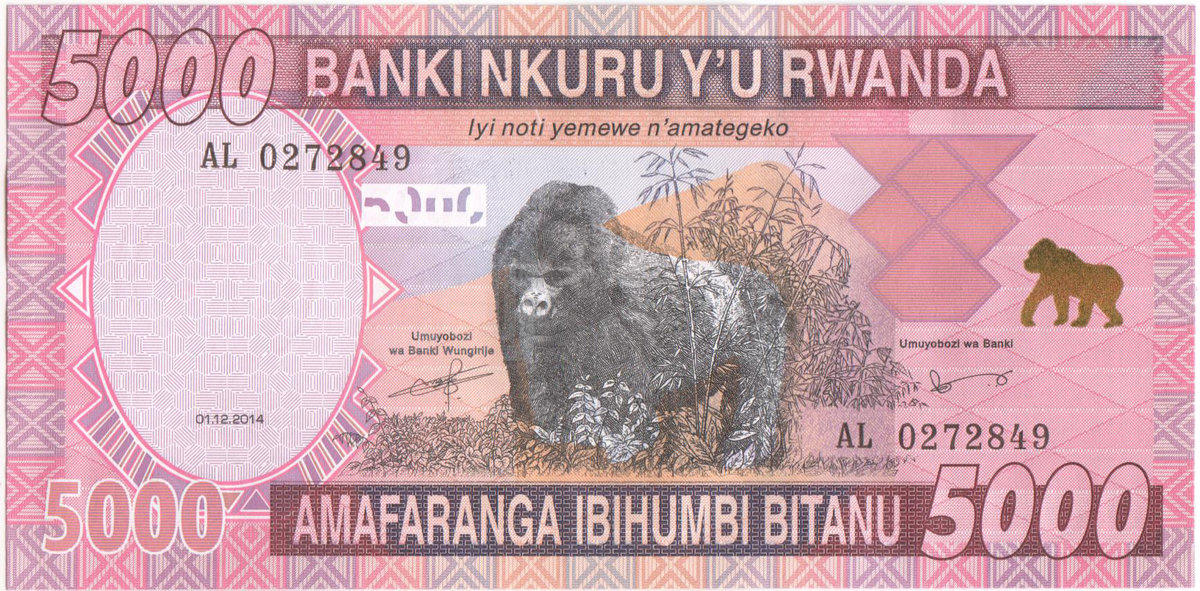 Rwanda 5000 Francs.2014 P-41 UNC 
