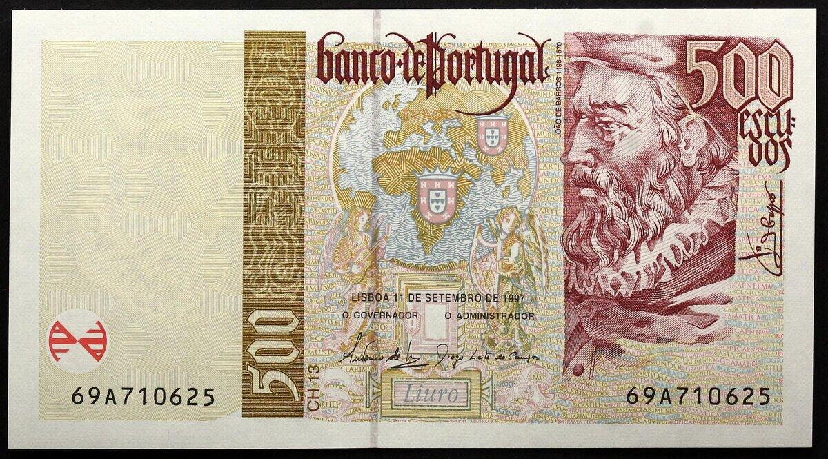 1992 P.180d PORTUGAL 500 Escudos Banknote UNC.