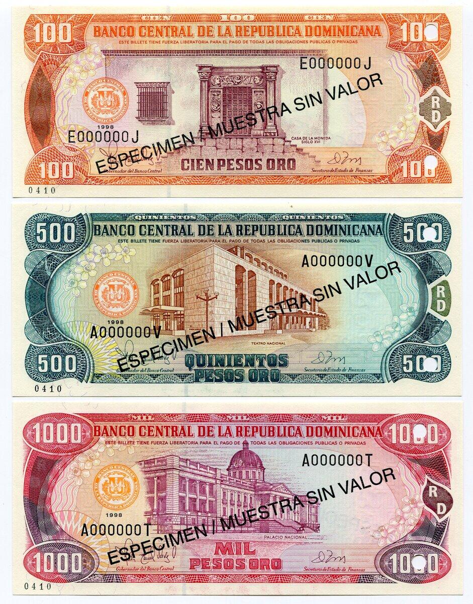 Dominican 1;5;10;20;50;100;500;1000 Pesos Oro 1987 UNC SPECIMEN SET