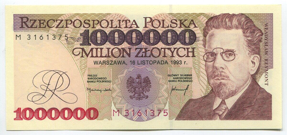 Poland UNC 1000000 P-162 Zlotych 1993 1,000,000