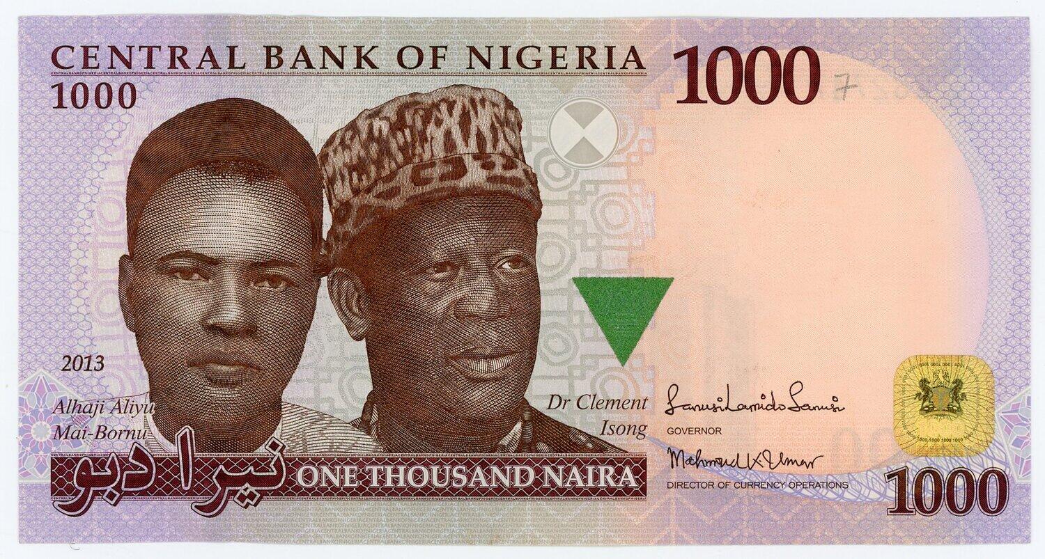 Nigeria 1000 Naira 2013 P# 36f; #282747; UNC. 