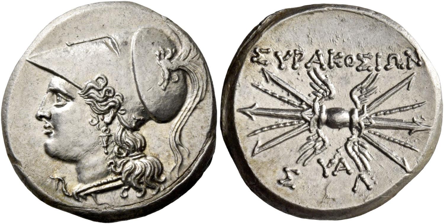 Syracuse Greek Coin Athena and Thunderbolt