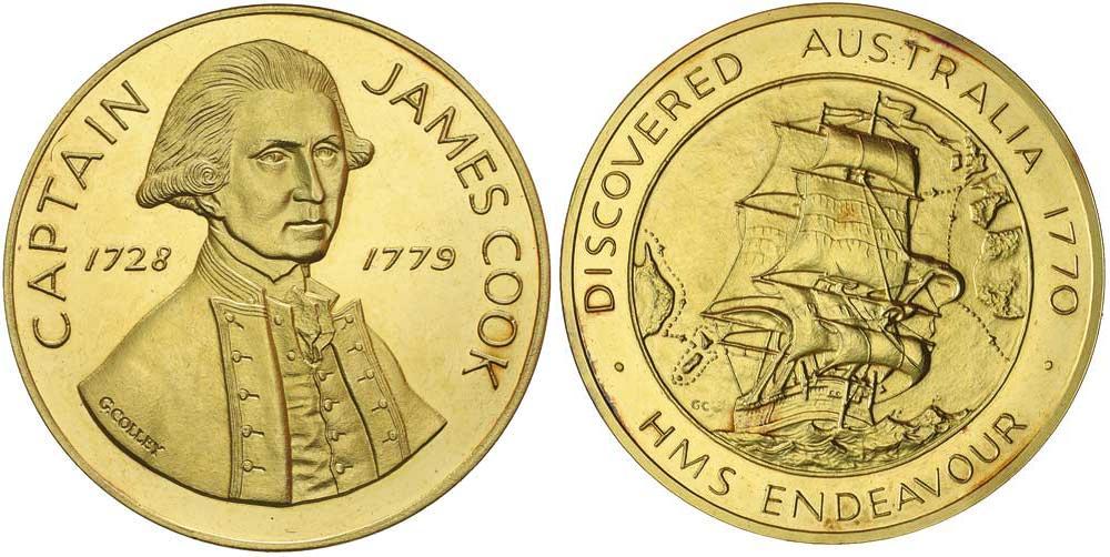 James Cook Pacific Explorer. 1959 Historical Hawaii Hawaiian Islands Statehood Medal Reeded Edge 37mm Yellow Bronze Honors Capt
