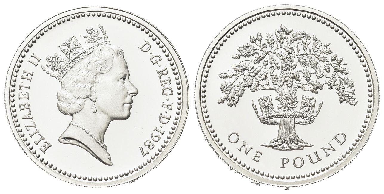 GRAN BRETAGNA Elisabetta II, dal 1952.Pound 1987, English Oak. 