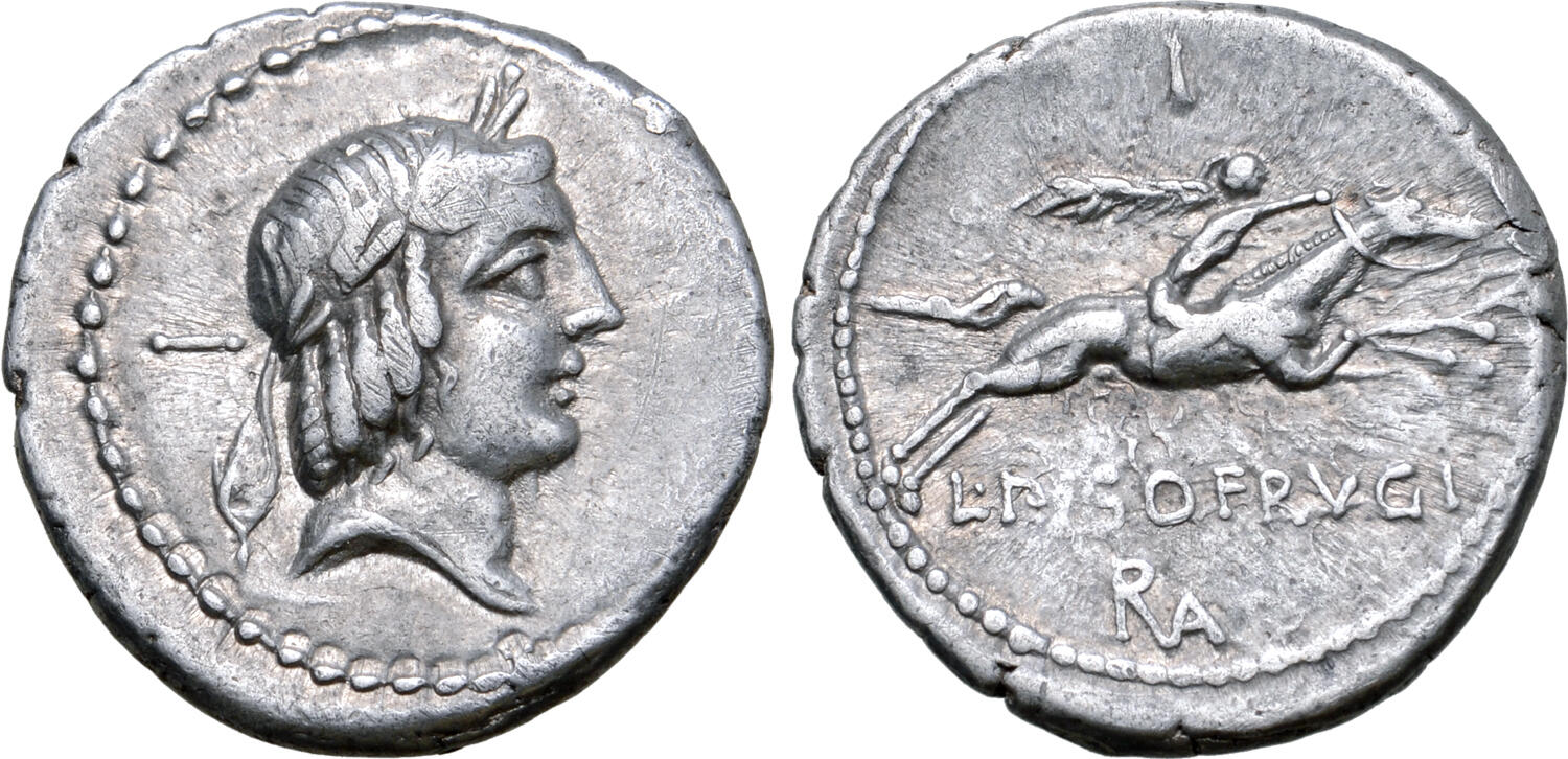 Roman Republic, AR Denarius, L. Calpurnius Piso Frugi, VF