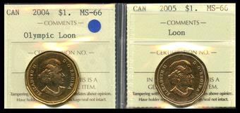 Canada 2008 Olympic Logo  $1 dollar  coin  grading by ICCS MS-66 