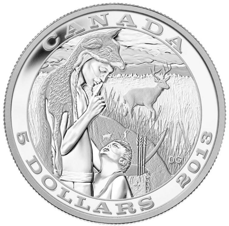 RCM Lot; 2013 $5 Tradition of Hunting: The Deer - Pure Silver Coin. 