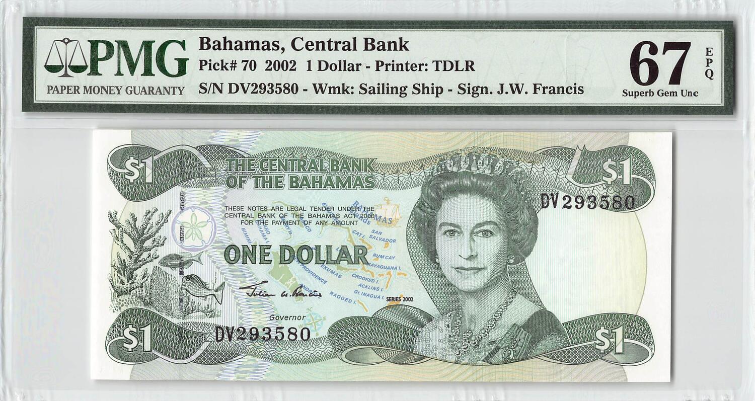 QEII 1 dollar 2002 Bahamas UNC P-70 