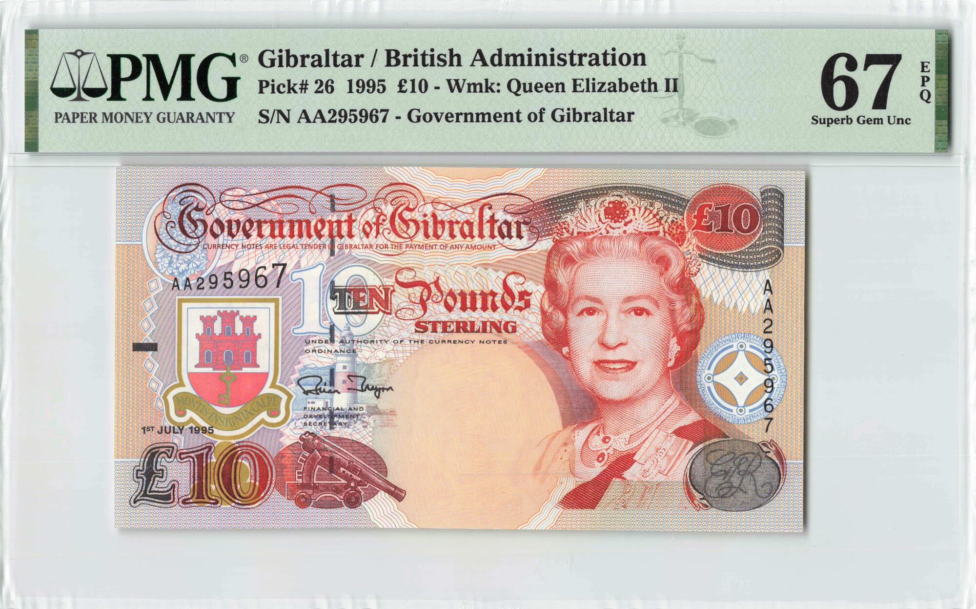 UNC. P.27a 1995 GIBRALTAR £20 Pounds Banknote 