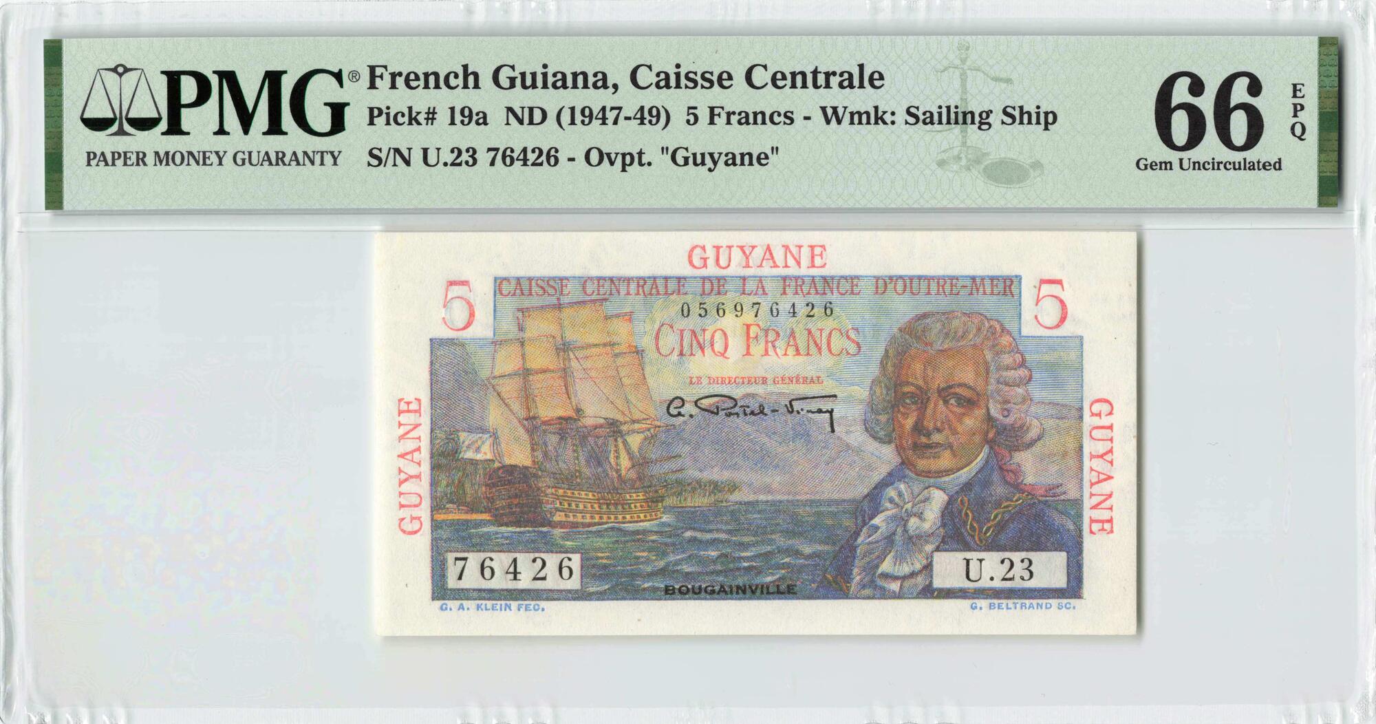 P.26 1943 FRENCH WEST AFRICA  5 Francs Banknote UNC. 
